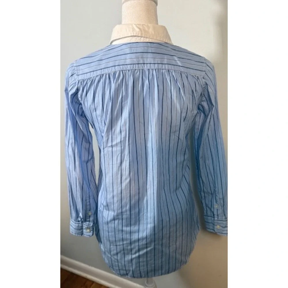 Ralph Lauren Girls Striped Shirt Dress‎ Size 12 Contrast Collar Blue White